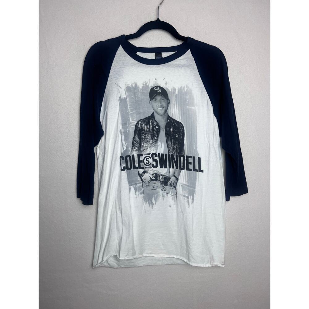 Cole Swindell On Tour 2015 Concert T-Shirt Half Sleeve White Navy Blue Size M